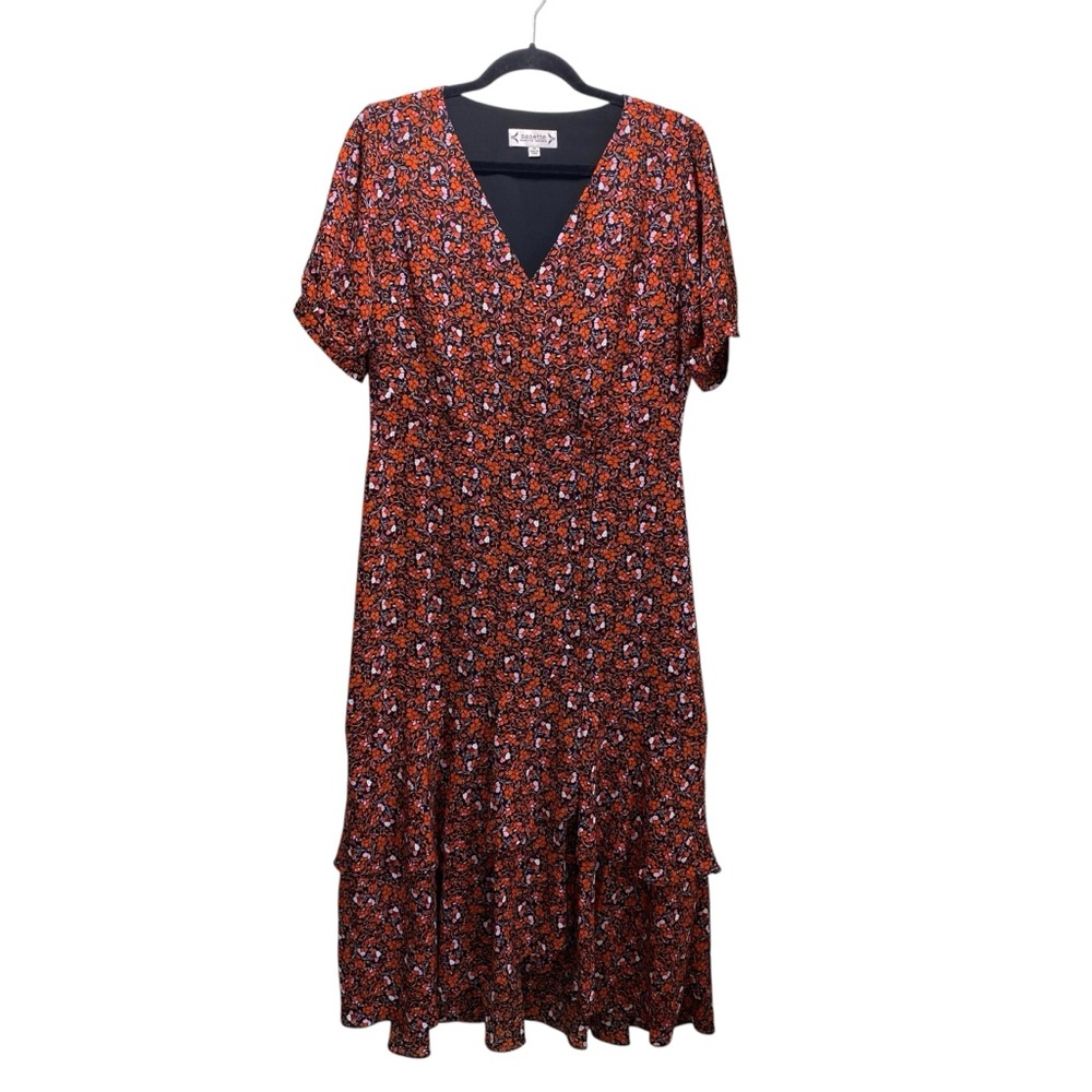 Nanette Lepore Maxi‎ Midi Chiffon Floral Boho Festival Dress 10 Coral Romantic - Picture 3 of 11